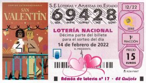 décimo lotería San Valencín 2022 loteriasyapuestas El Quijote