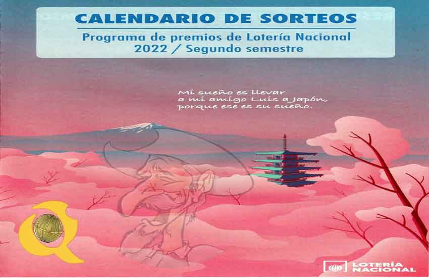 Portada del calendario de Sorteos de Lotería Nacional para el segundo semestre de 2022 loteriasyapuestas El Quijote