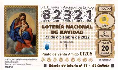 Décimo del numero 82321 de Lotería de Navidad 2022 Loteriasyapuestas El Quijote