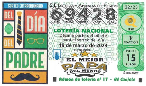décimo lotería día del padre 2023 loteriasyapuestas El Quijote