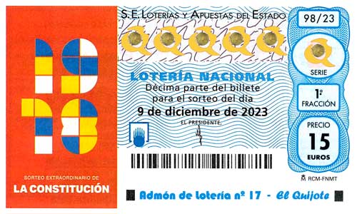 décimo sorteo extraordinario de la constitución 2023 loteriasyapuestas El Quijote