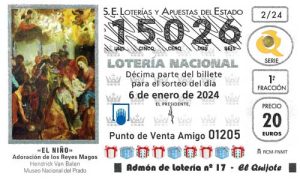 Décimo del número 15026 de Lotería de El Niño 2024 Loteriasyapuestas El Quijote