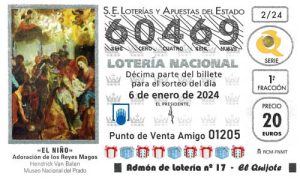 Décimo del número 60469 de Lotería de El Niño 2024 Loteriasyapuestas El Quijote