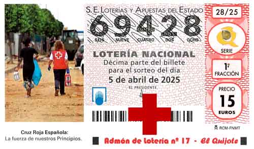 Décimo Lotería Cruz Roja 2025 loteriasyapuestas El Quijote