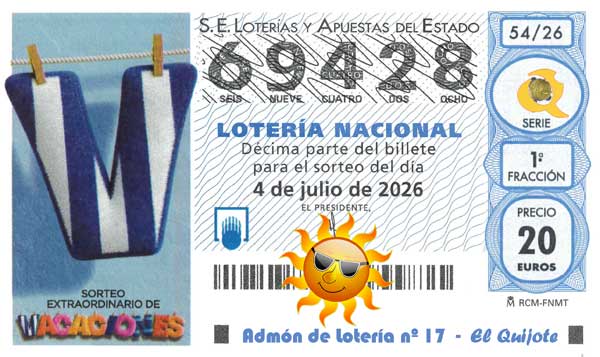 69428 lotería vacaciones 2026