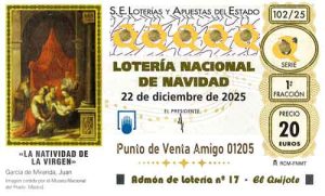 Décimo de un numero SORPRESA de Lotería de Navidad 2025 Loteriasyapuestas El Quijote