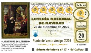 Décimo de un numero Sorpresa de Lotería de Navidad 2026 Loteriasyapuestas El Quijote